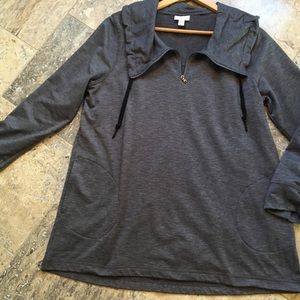 J Jill Fit women’s size Large 1/4 Zip fleece Dark gray Sweatshirt poly/spandex